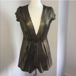 Gold Deep V Neck Romper